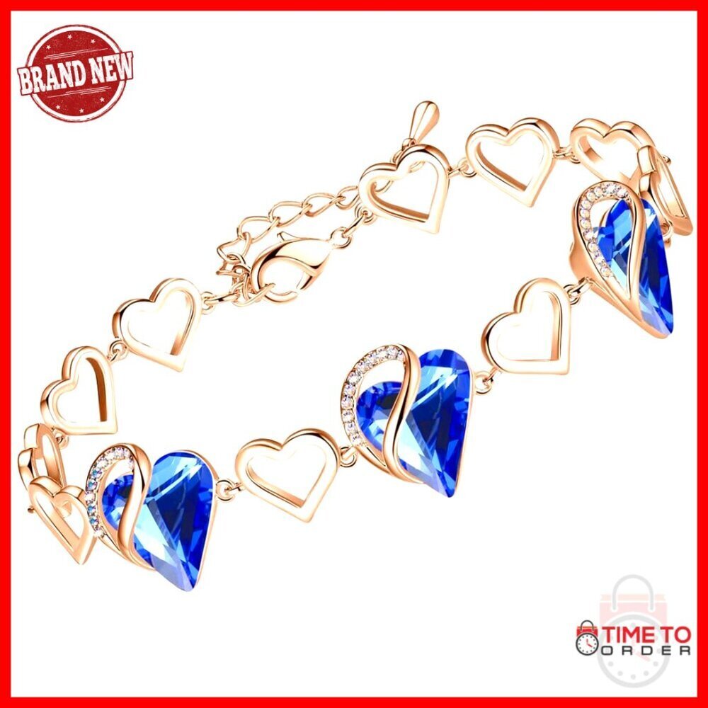 18K Rose Gold Plated Link Bracelet with Healing Stone Crystal, 7" + 2" Extender